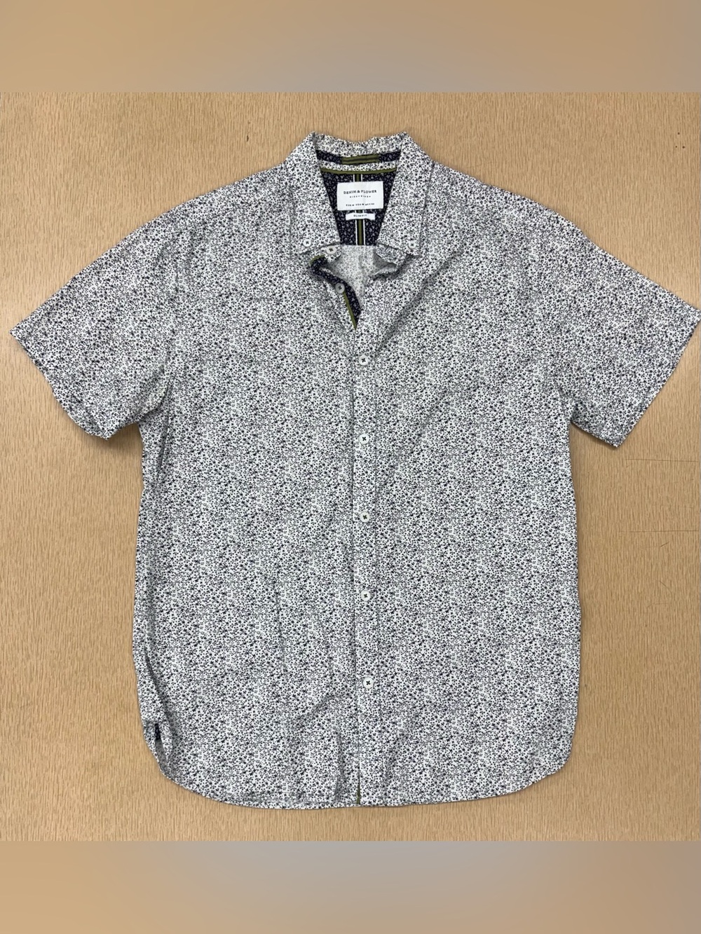 Denim & Flower slim fit floral pattern button down shirt